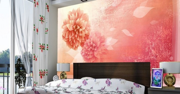 Tranh Dán Tường 3D Hoa Sắc Hồng