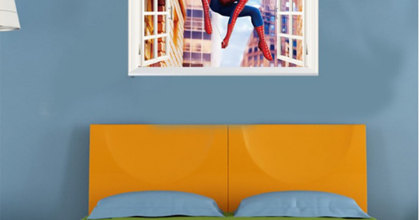 Decal Trang Trí Khung Cửa Sổ 3D Người Nhện