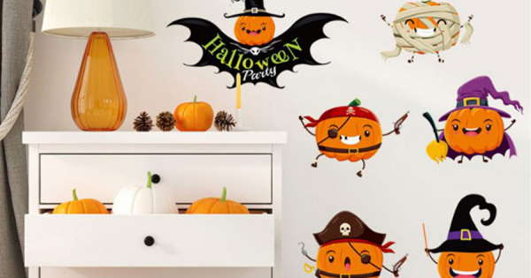 Decal Trang Trí Halloween Bí Đỏ Thần Bí