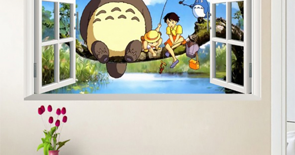 Decal Khung Cửa Sổ Chuột Totoro Và Những Người Bạn