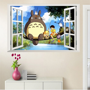 Decal Khung Cửa Sổ Chuột Totoro Và Những Người Bạn