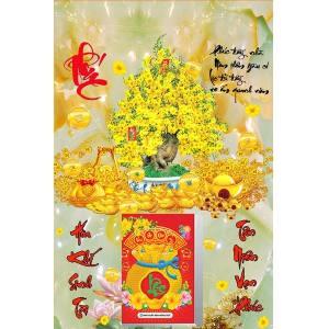 Lịch Gỗ Treo Tường Laminate Tráng Gương 2026 (40x60 cm) - Cây Mai Vàng (TV03)
