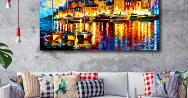 Tranh Treo Tường Nghệ Thuật Phố Đêm Sơn Dầu