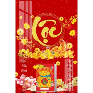 Lịch Gỗ Treo Tường Laminate Tráng Gương 2026 (40x60 cm) - Chữ Lộc (TV02)