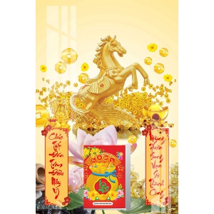 Lịch Gỗ Treo Tường Laminate Tráng Gương 2026 (40x60 cm) - Ngựa Vàng Phát Tài (TV05)