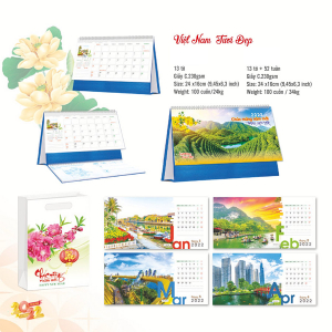 Lịch Để Bàn Chữ A 2022 (24x16cm) - Việt Nam Tươi Đẹp - TV117-TV118 - 24x16cm (Lịch Không Note)