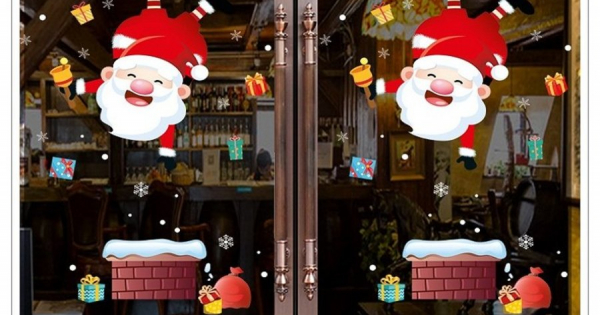 Decal Trang Trí Ông Già Noel Ống Khói 2021