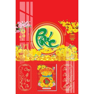 Lịch Gỗ Treo Tường Laminate Tráng Gương 2026 (40x60 cm) - Chữ Phúc (TV53)