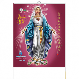 Lịch Nẹp Thiếc 5 Tờ 2023 (45x70cm) - Mẹ Đầy Ân Sủng Thiên Chúa Ở Cùng Mẹ (HTTV95)