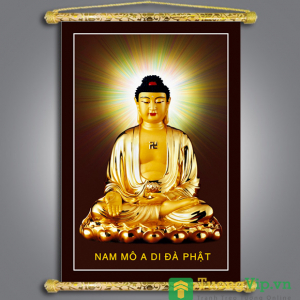 Tranh Liễn Phật Giáo - Phật A Di Đà - Vải Canvas Cao Cấp