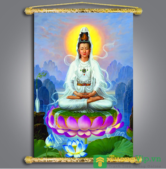 Tranh Liễn Phật Giáo - Bồ Tát Quan Âm 01 - Vải Canvas Cao Cấp