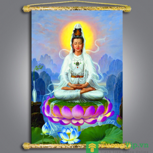 Tranh Liễn Phật Giáo - Bồ Tát Quan Âm 01 - Vải Canvas Cao Cấp