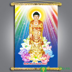 Tranh Liễn Phật Giáo - Phật A Di Đà 05 - Vải Canvas Cao Cấp