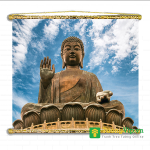 Tranh Liễn Phật Giáo - Đức Phật Và Bầu Trời - Vải Canvas Cao Cấp