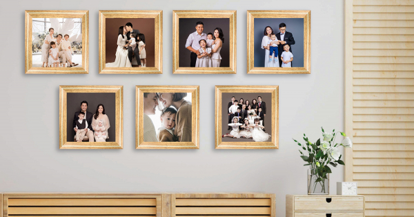 Khung Ảnh Treo Tường Viền Gỗ Sọc Trắng Hiện Đại - Lưu Giữ Kỉ Niệm Gia Đình 02 (Có In Theo Yêu Cầu)