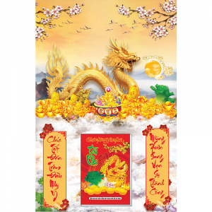 Lịch Gỗ Treo Tường Laminate Tráng Gương 2024 (40x60 cm) - Rồng Vàng (TV57)