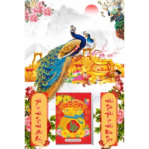 Lịch Gỗ Treo Tường Laminate Tráng Gương 2026 (40x60 cm) - Chim Công (TV47)
