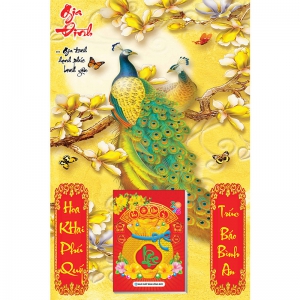 Lịch Gỗ Treo Tường Laminate Tráng Gương 2026 (40x60 cm) - Chim Công (TV44)