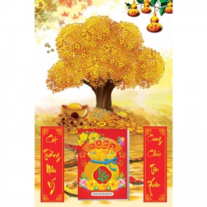 Lịch Gỗ Treo Tường Laminate Tráng Gương 2026 (40x60 cm) - Cây Tài Lộc (TV43)