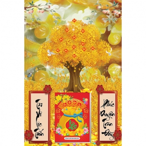 Lịch Gỗ Treo Tường Laminate Tráng Gương 2026 (40x60 cm) - Cây Tài Lộc (TV41)