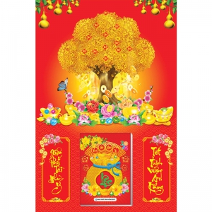Lịch Gỗ Treo Tường Laminate Tráng Gương 2026 (40x60 cm) - Cây Tài Lộc (TV39)