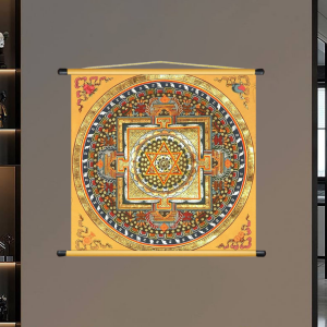 Tranh Liễn Lục Tự Đại Minh Chú - Om Mani Padme Hum Mandala - Vải Canvas Cao Cấp