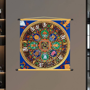 Tranh Liễn Lục Tự Đại Minh Chú - Om Mani Padme Hum Mandala 04 - Vải Canvas Cao Cấp