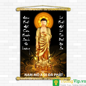 Tranh Liễn Phật Giáo - Phật A Di Đà 08 - Vải Canvas Cao Cấp