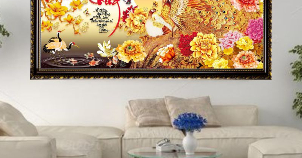Tranh Canvas Chim Công Nghệ Thuật Đóng Khung Cao Cấp 01