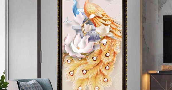 Tranh Canvas Chim Công Nghệ Thuật Đóng Khung Cao Cấp 03