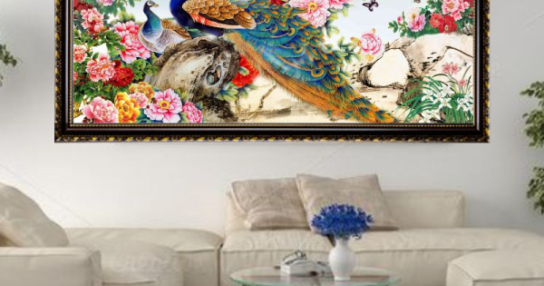 Tranh Canvas Chim Công Nghệ Thuật Đóng Khung Cao Cấp 05