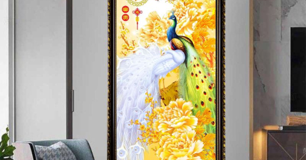 Tranh Canvas Chim Công Nghệ Thuật Đóng Khung Cao Cấp 06