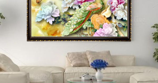 Tranh Canvas Chim Công Nghệ Thuật Đóng Khung Cao Cấp 08