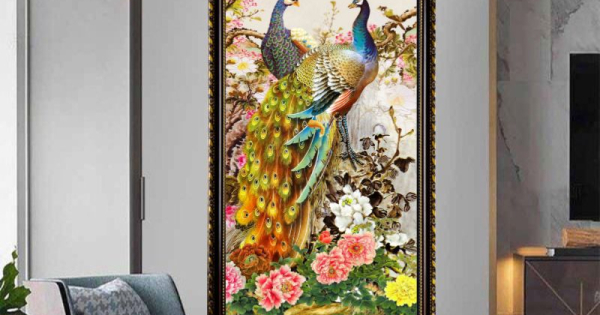 Tranh Canvas Chim Công Nghệ Thuật Đóng Khung Cao Cấp 10