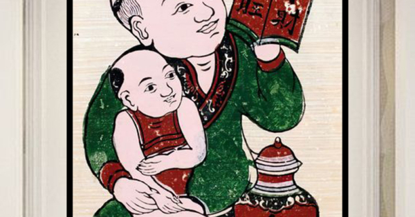 Tranh Treo Tường Nghệ Thuật Dân Gian Đông Hồ - Bế Em Học Bài