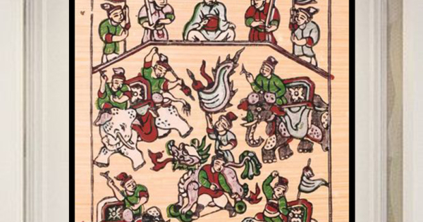 Tranh Treo Tường Nghệ Thuật Dân Gian Đông Hồ - Trần Quốc Tuấn Đánh Tan Quân Giặc