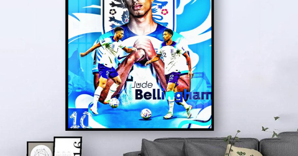 Tranh Treo Tường Cầu Thủ Bóng Đá Nổi Tiếng Đội Tuyển Anh Jude Bellingham - Euro 2024