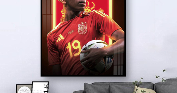 Tranh Treo Tường Cầu Thủ Bóng Đá Nổi Tiếng Đội Tây Ban Nha Lamine Yamal - Euro 2024