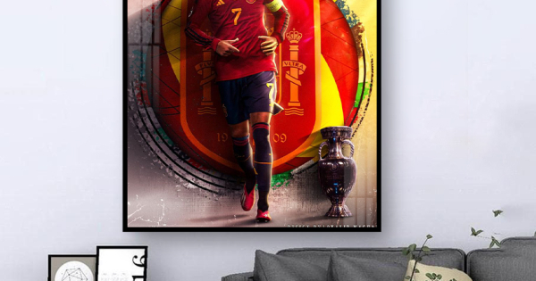 Tranh Treo Tường Cầu Thủ Bóng Đá Nổi Tiếng Đội Tây Ban Nha Álvaro Morata - Euro 2024