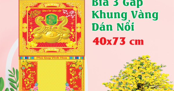 18 Mẫu Bìa Lịch 3 Gấp 2025 Khung Vàng Dán Nổi (40x73 cm) - TVKV087 - TVKV104 - In Quảng Cáo Logo Theo Yêu Cầu