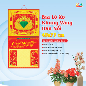 18 Mẫu Bìa Lịch 2025 Lò Xo Khung Vàng Dán Nổi (40x77 cm) - TVKV051 - TVKV068