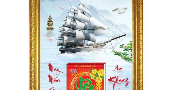 Lịch Gỗ Cao Cấp 2025 Khung Đơn Vàng (48x73 cm) - Thuận Buồm Xuôi Gió