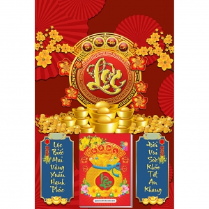 Lịch Chữ Lộc - Tân Niên Đại Cát - Lịch Treo Tường Laminate Tráng Gương 2026 (40x60 cm)