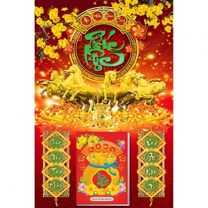 Lịch Mã Đáo Thành Công - Chữ Phúc Lộc - Lịch Treo Tường Laminate Tráng Gương 2026 (40x60 cm)