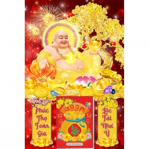 3 Mẫu Phật Di Lặc - Lịch Treo Tường Laminate Tráng Gương 2026 (40x60 cm)