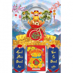 2 Mẫu Thần Tài - Lịch Treo Tường Laminate Tráng Gương 2026 (40x60 cm)