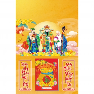 2 Mẫu Phúc Lộc Thọ - Lịch Treo Tường Laminate Tráng Gương 2026 (40x60 cm)