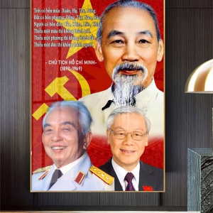 Tranh Treo Tường Trang Trí Phòng Khách Bác Hồ Chí Minh - Bác Võ Nguyên Giáp - Bác Nguyễn Phú Trọng 01