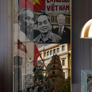 Tranh Treo Tường Trang Trí Phòng Khách Bác Hồ Chí Minh - Bác Võ Nguyên Giáp - Bác Nguyễn Phú Trọng 03