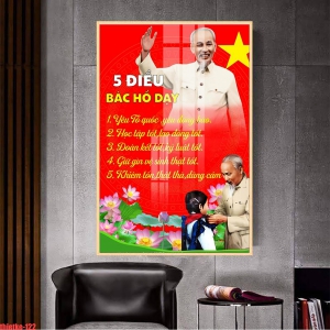 Tranh 5 Điều Bác Hồ Dạy - Tranh Treo Tường Trang Trí Phòng Học, Trường Học